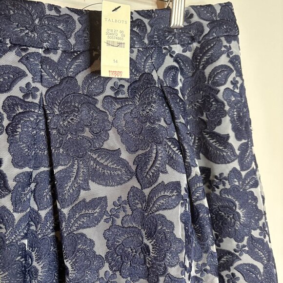 NWT Talbots navy blue lacy A-Line skirt - Picture 3 of 5